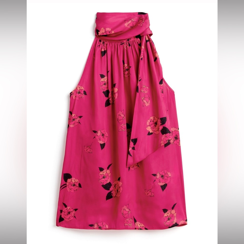 Two Piece Satin Banana Republic Pink Floral Dress